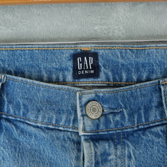 Gap Jeans Womens 32x26 Blue Cropped Ankle Cheeky Straight Button Fly High Rise - Picture 10 of 14